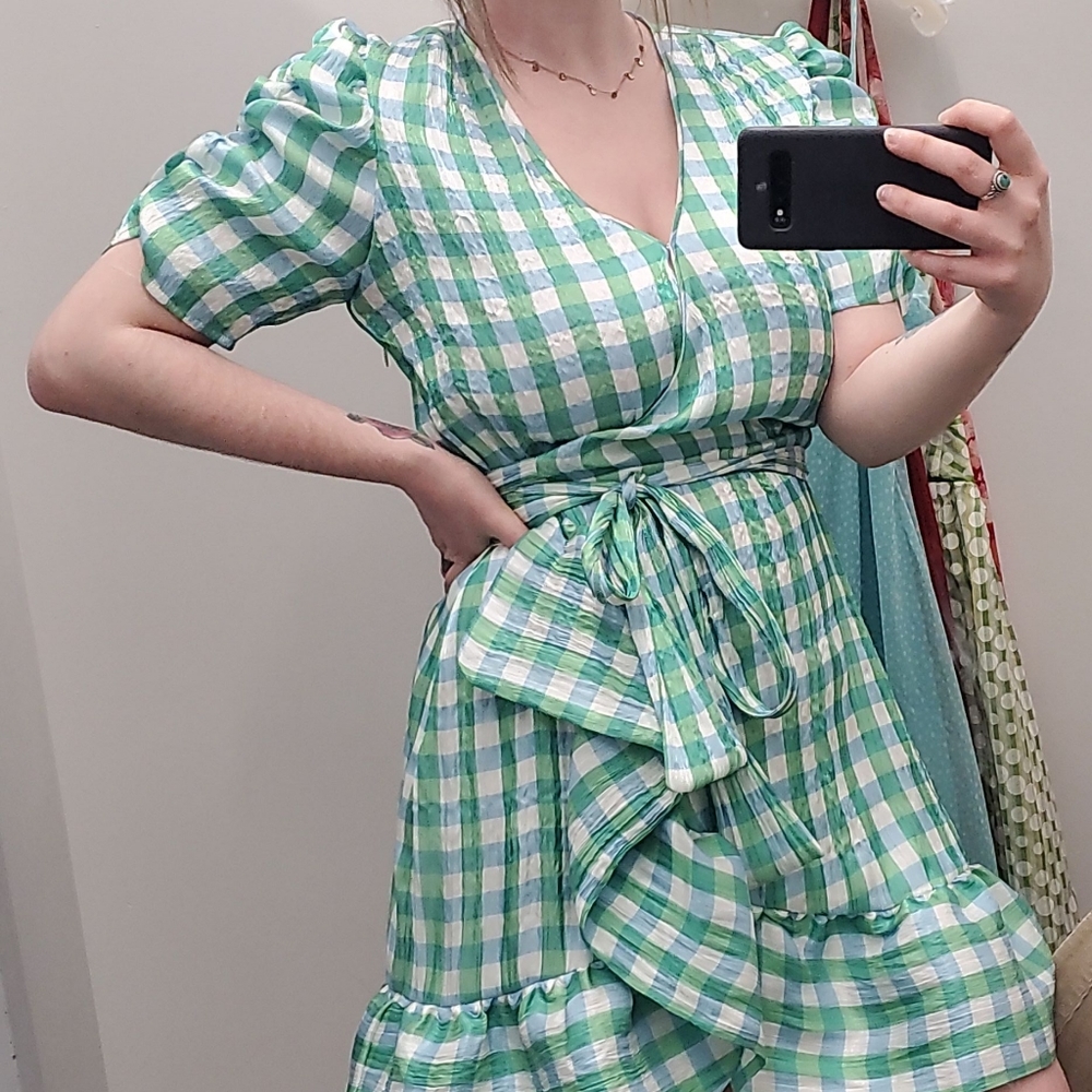 Tanya Taylor Plaid Printed Mini Dress